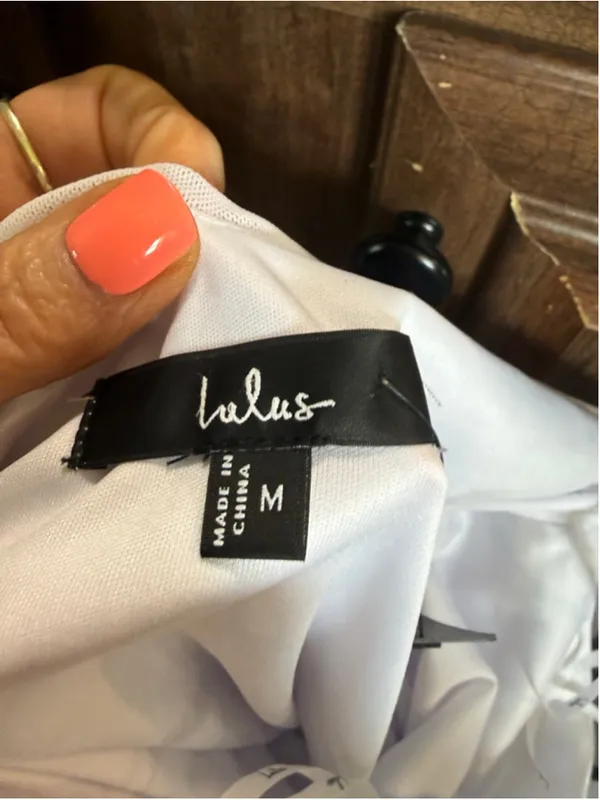 Women's Lulus White Halter Ruched Mini Dress M - Image 4