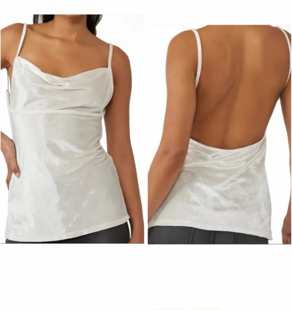 Intimately Free People Velvet All Night Tunic in Champagne NWT Small. Stretchy and soft. Completely open back. Adjustable straps. 14.5-15.5” bust 26” long approximately - Image 2