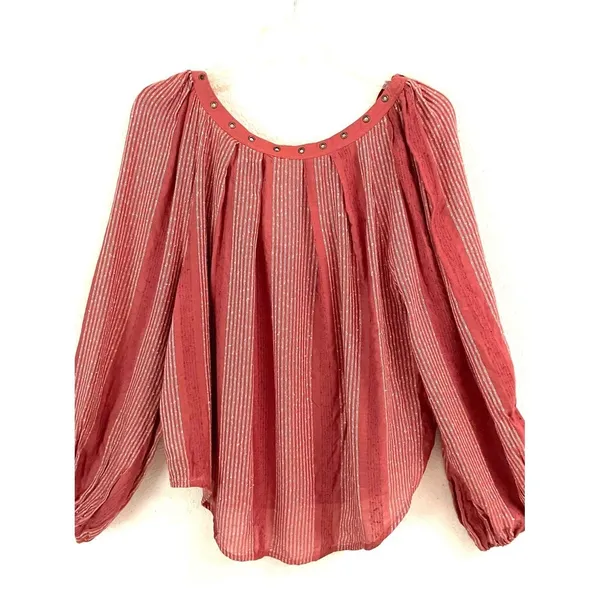 Free People Against All‎ Odds grommet blouse top women's XS peasant rust NEW - Image 5