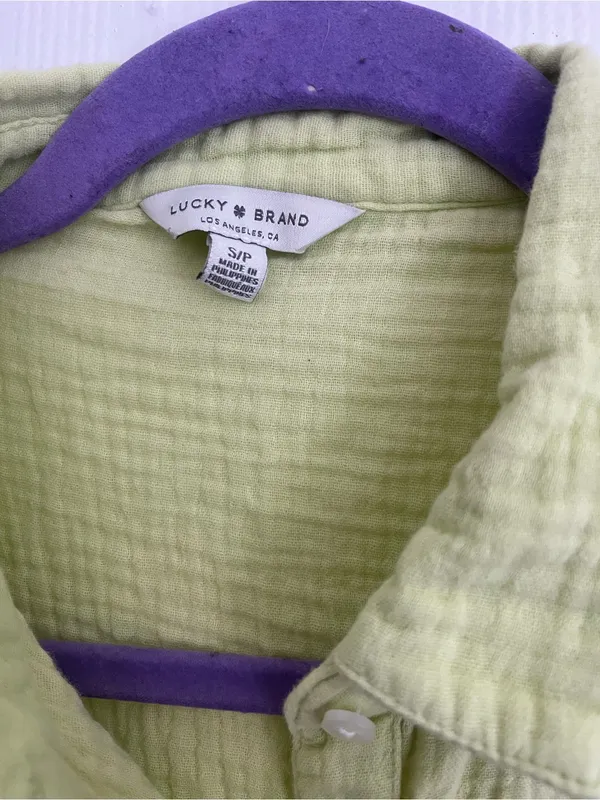 Lucky Brand Lime Green Button-Down Gauze Shirt - Image 3