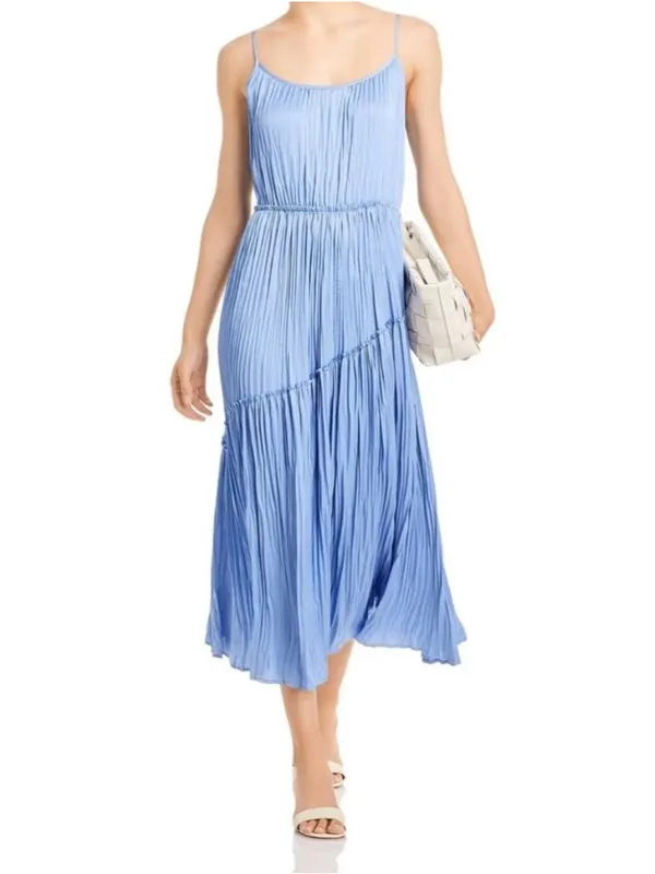 Vince Tiered Asymmetric Midi Dress Pale Fountain Medium - Image 2