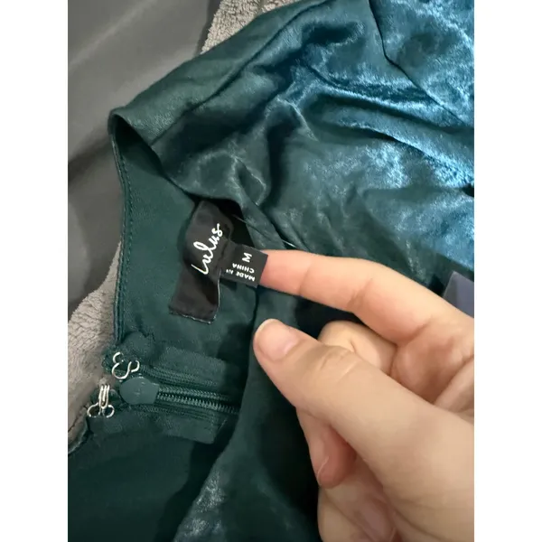 NWT Lulus Size Medium Let Me Entertain You Dark Green Satin‎ Wide-Leg Jumpsuit - Image 5