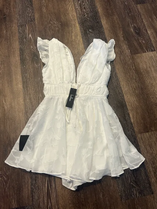 Lulus All About The Flowers White Burnout Floral Ruffled Romper - Image 3