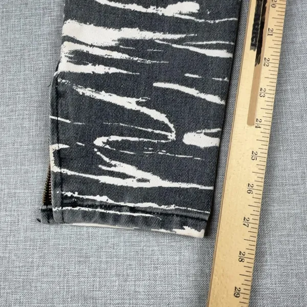Vintage Guess By Georges Marciano Jeans Womens 28 Gray Zebra Skinny Ankle Zip - Image 6