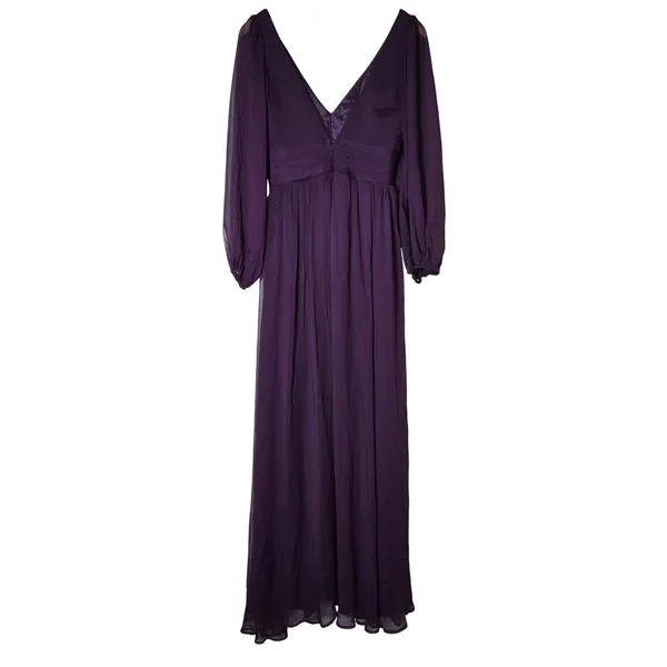Lulus Enchant My Love Dark Purple V-Neck Long Sleeve Maxi Dress Small - Image 4