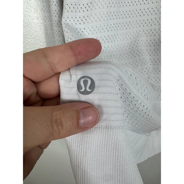 Lululemon White Perforated Mesh Long Sleeve Active Top Womens Size 10 Large - Image 3
