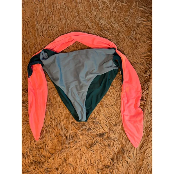 Nightwalker Colorblock Tie Waist Bikini Bottoms Pink Blue Teal Small 80's - Image 4