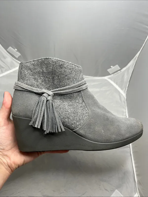 CROCS Women's Leigh Suede Wedge Bootie Ankle - Size 8 - Image 3