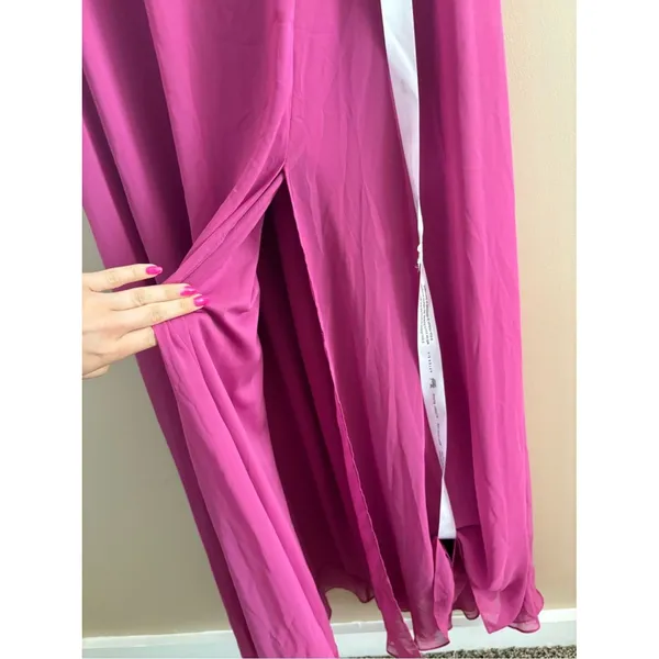 After Six OFF-THE-SHOULDER BASQUE NECK MAXI DRESS FLOUNCE SLEEVES TEA ROSE - Image 9