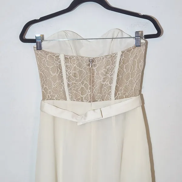 White by Vera Wang Ivory Strapless Formal Dress Size 4 - Image 5