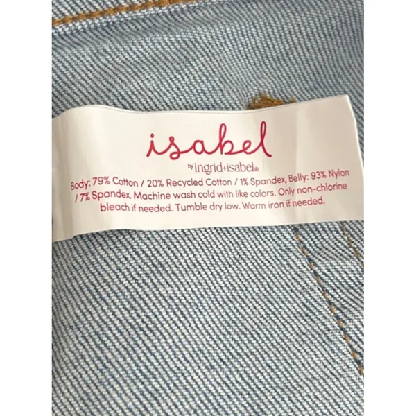 Isabel 80s Size 14 Maternity Distressed Denim Jeans with Black Belly Panel - Image 5