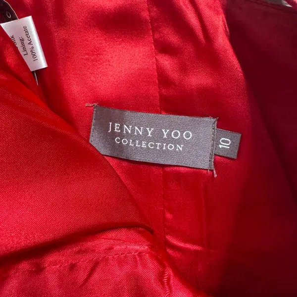 Jenny Yoo Collection‎ Red 100% Silk Shantung Sleeveless Fit & Flare Dress Womens - Image 14