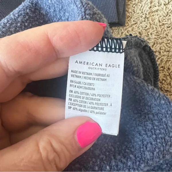 Vintage American Eagle Malibu Sweatshirt Sz Large Denim Blue Fleece R9 - Image 4