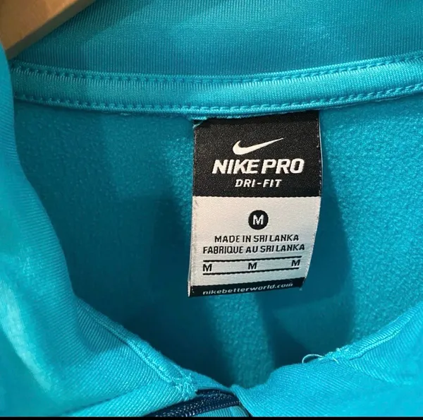 Nike Pro Warm 1/2 Zip Shadow Stripe Pullover Top M Blue Athletic Cold Gear - Image 8