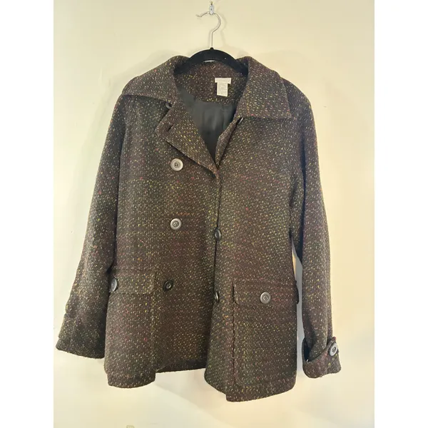 Spiegel Wool Blend Tweed Coat Jacket Double Breasted Size 10‎ - Image 2