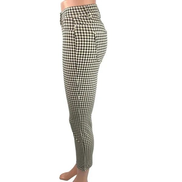 Uniqlo Black White Gingham Check Mid Rise Skinny Stretch Pockets Ankle Pants S - Image 2