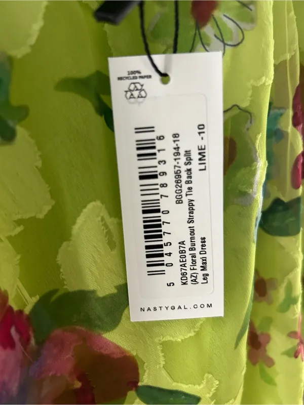 Nasty Gal Lime Floral Slip Maxi Dress - Image 6