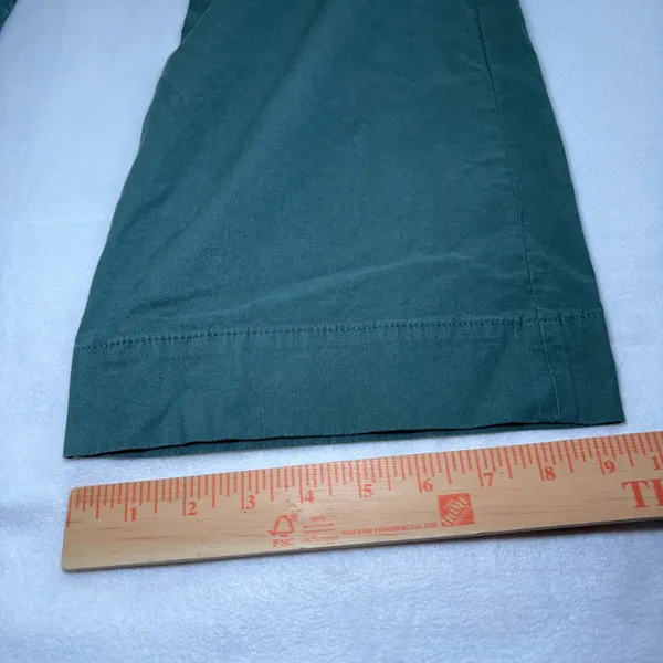 J Crew Lizzie Wide Leg Pants Linen Cotton Olive Green Womens 25 Patch Pockets - Image 9
