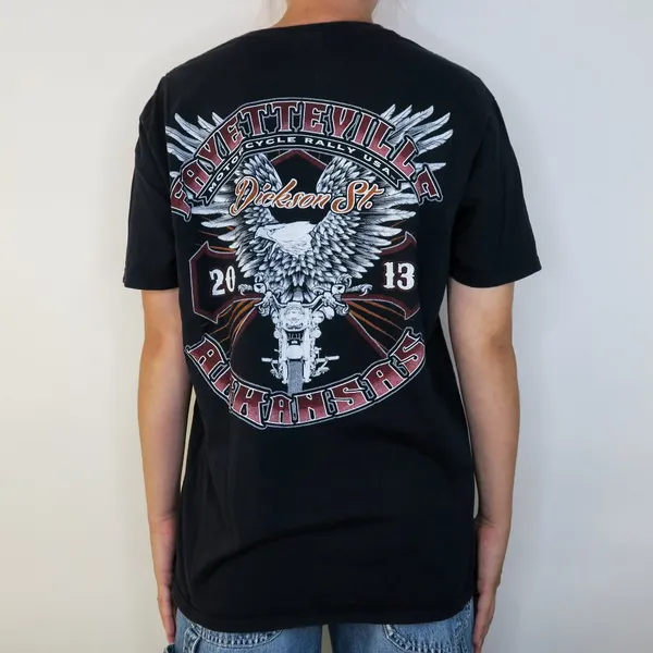 Gildan 2013 Fayetteville Motorcycle Rally Arkansas Graphic Tee Shirt - Image 2
