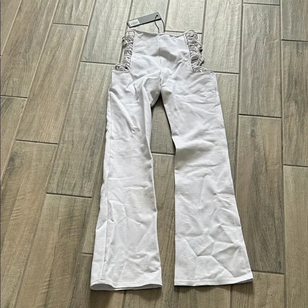 I.AM.GIA Vera Flare Pants with Lace-Up Sides in white - Image 5