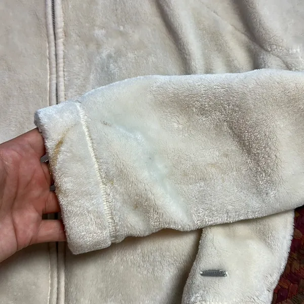 Hollister White Teddy Fleece Zip Up Jacket Cozy Warm - Image 3