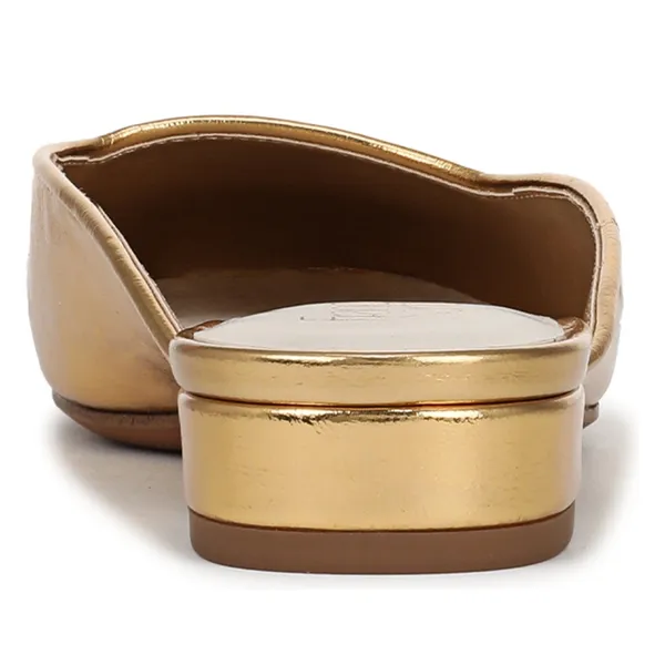 NEW Franco Sarto Women's Dayla Square Toe Block Heel Mules Gold Faux Leather - Image 6