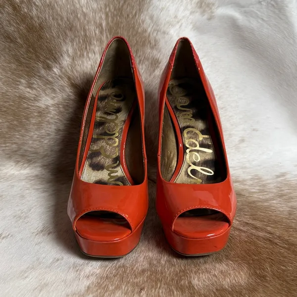 Sam Edelman Leather Platform Peep Toe Pumps Size 7.5 B41‎ - Image 3