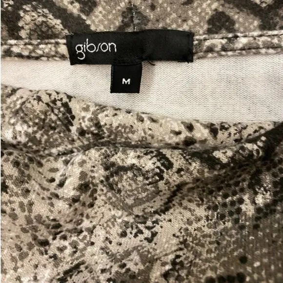 Gibson Snakeskin Cowl Neck Convertible Tunic Top Brown Tan SF8191 Womens‎ Medium - Image 2