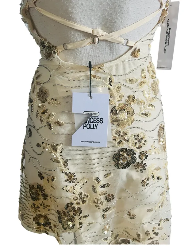 Princess Polly Steffie Beaded Strappy Minidress Yellow Size 2 NWT - Image 11