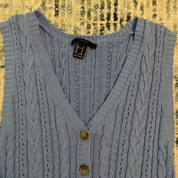Forever 21 Button down blue sweater vest - Image 2