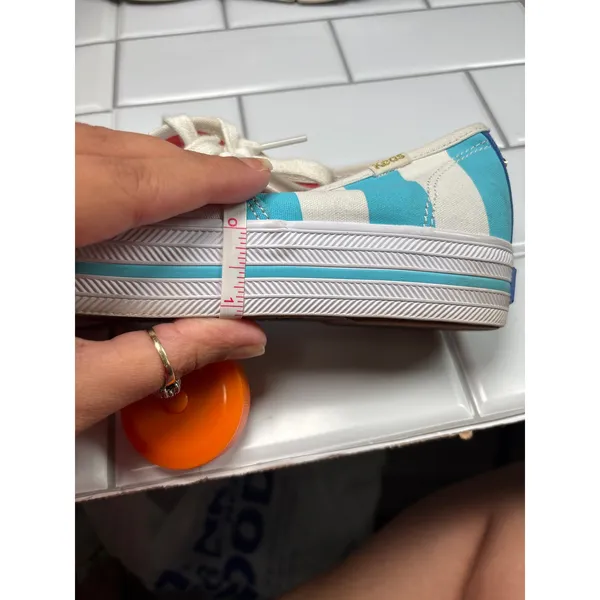 Keds X Kate Spade Cabana Stripe Platform Sneakers Women 7 White‎ Blue Nautical - Image 14