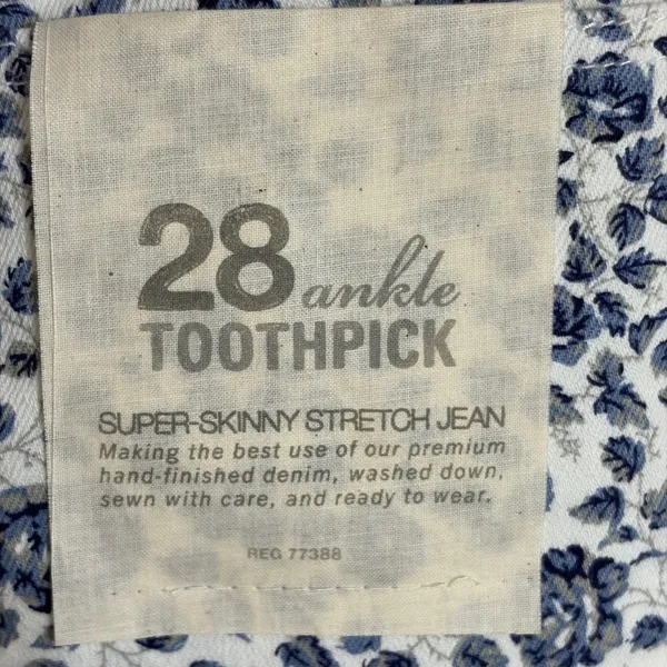 J.Crew Factory Toothpick Ankle Jeans 28 Blue White Floral Super Skinny 82835‎ - Image 8