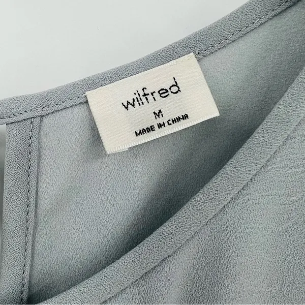 Aritzia Wilfred fleurette jumpsuit womens M ruffle sleeve cropped wide leg gray - Image 8