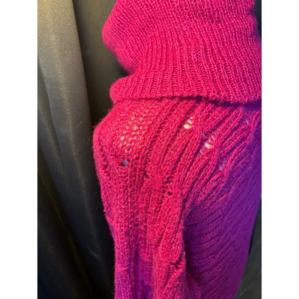 Old Navy Magenta Pink Cowl Neck Cable Knit Sweater Dress Small‎ Dolman Sleeve - Image 7