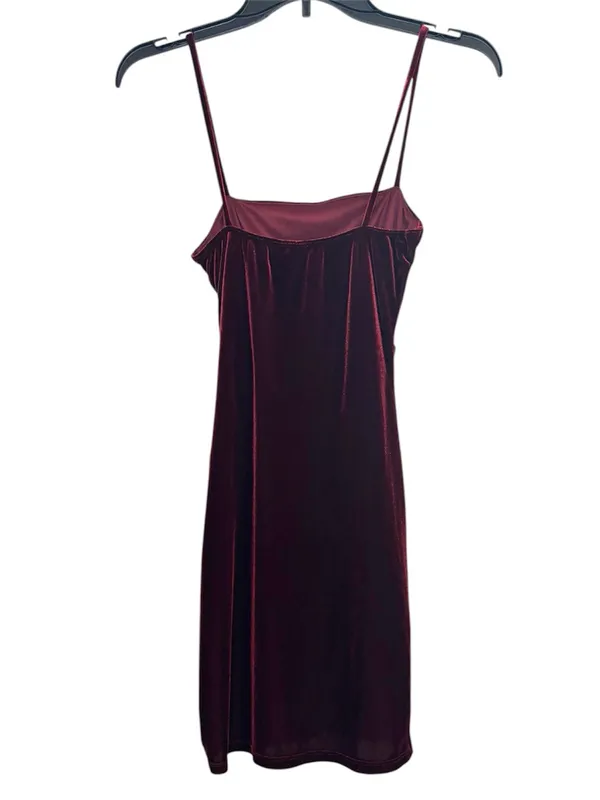 Windsor Burgundy Velvet Mini Dress Size Small - Image 2