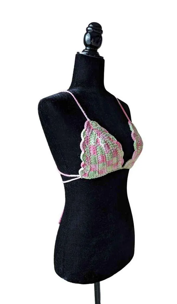 Handmade Checkered bikini Top - Image 4