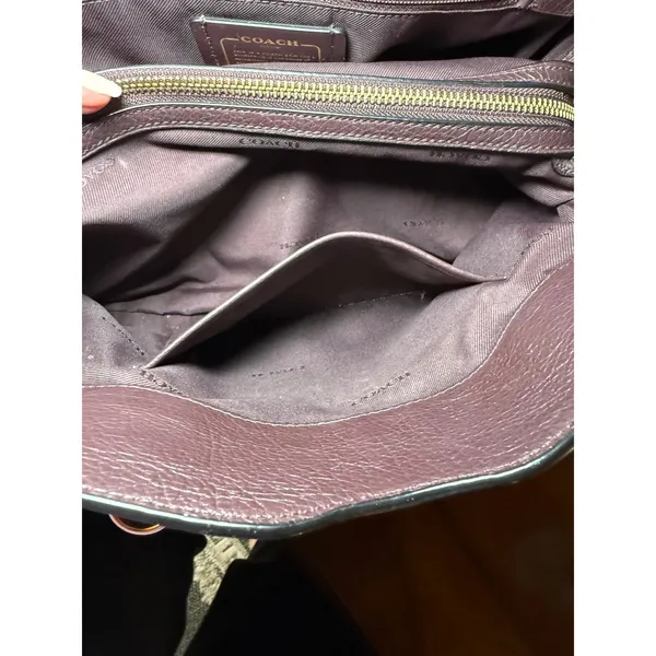 Coach Mercer 30 Satchel Plum Pebble Leather Handbag 37575 Gold Hardware - Image 16