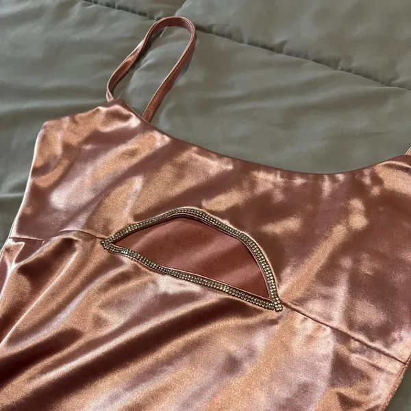 Pink silk cut out dress dress - Image 3