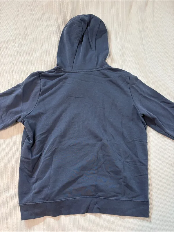 Nike Slate Blue Hooded Pullover with White Logo - Image 3