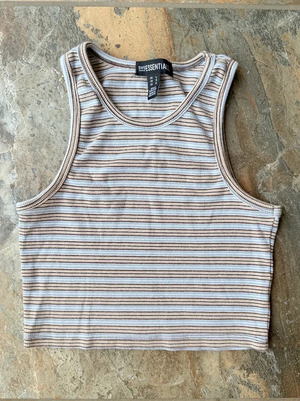 SWS Essentials Striped Crop Top Women's Size Large Comfy Casual - Image 5
