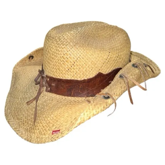 Bullhide Stylish Tan straw rolled sides Cowboy/girl Hat with Brown Band - Image 9