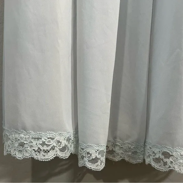 Vintage Shadowline Baby Blue Lace Trim Nylon Robe Small Long Grannycore Lingerie - Image 7