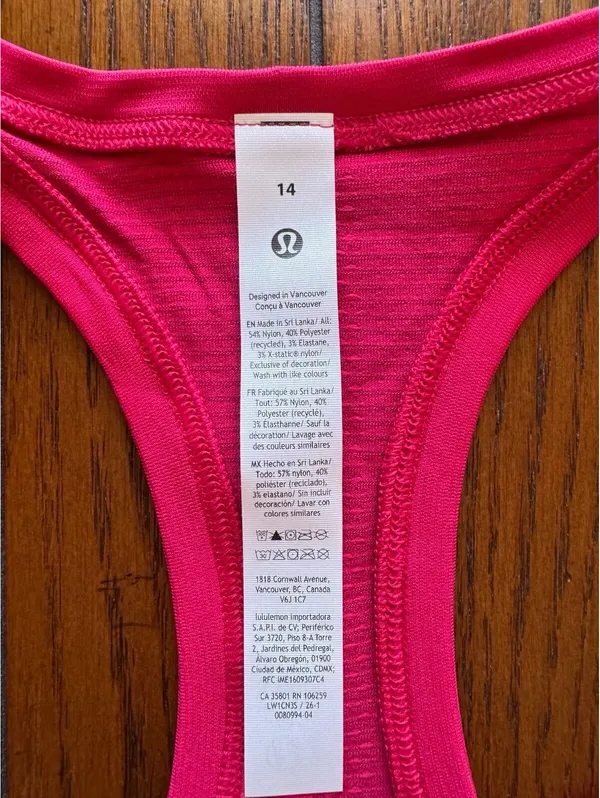 Lululemon Swiftly Tech Scoopneck Tank 2.0 Race Mulberry Spark Size 14 NWT - Image 5