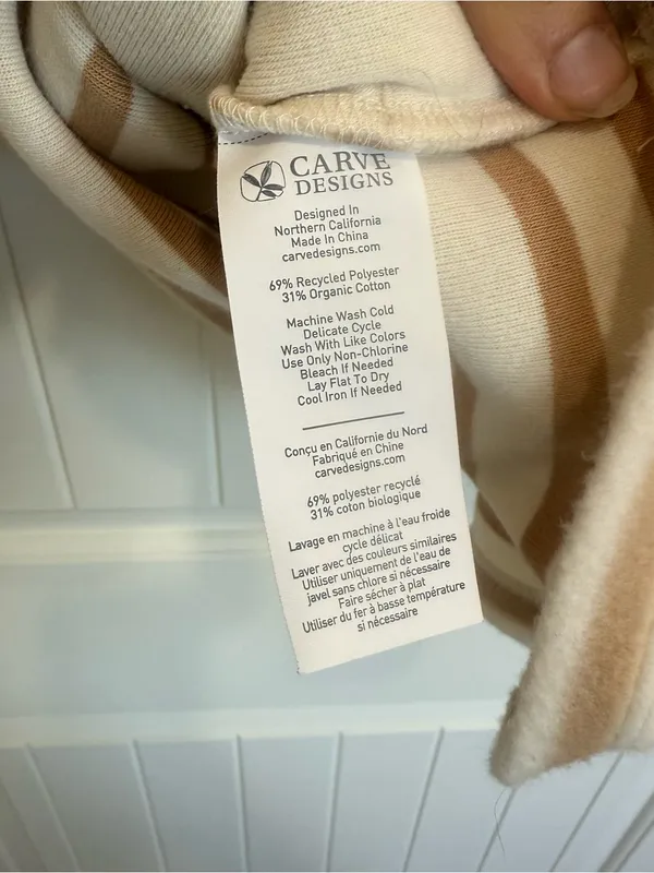 Carve Designs Clara Fleece Pullover in Birch Even Stripe - Image 8