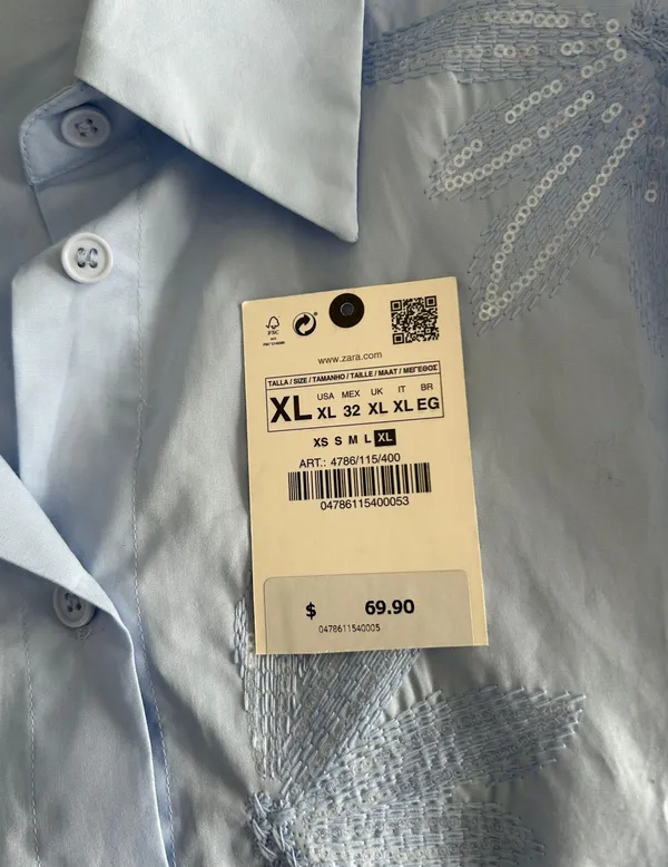 Zara NWOT Sequined Button Down Shirt - Image 7