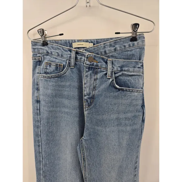 Dayran Straight Leg‎ Jeans Womens Size 1 Blue Crossover Asymmetrical Waist Denim - Image 3