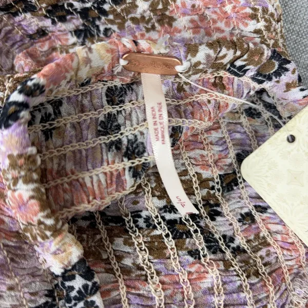 Free People Blouse Womens Small Off Shoulder Puff Sleeve Cropped Floral - Image 12