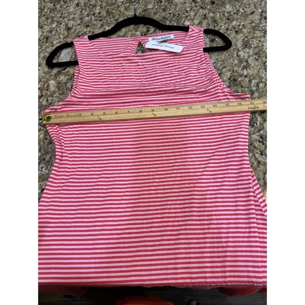 Tommy Bahama Cassia Red Pink Striped‎ Sleeveless Keyhole Back Shift Dress - Image 8