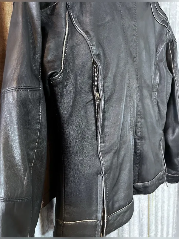 BLACK BRAND LEATHER MOTORCYCLE JACKET WOMEN'S CHARMER BLACK SIZE S/M Ret. $300 - Image 8