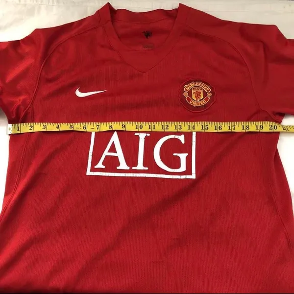Rooney #10 AIG Manchester United Red Devil 2007-08 Jersey Soccer Football Nike Sz M Some wear as pictured - Image 5